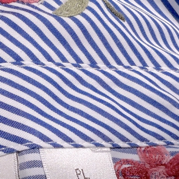 Navy and White Pinstriped Embroidered Top  PL - Picture 11 of 13